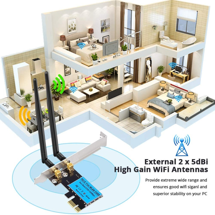 1200Mbps 5G / 2.4G Dual Band PCIe Wireless Network Card 1200Mbps 5G / 2.4G Dual Band PCIe Wireless Network Card